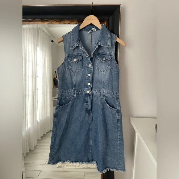 Joie Sleeveless Classic Denim Mini Dress - Picture 2 of 5